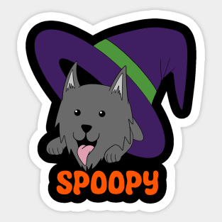 Spoopy Wolf in Witch’s Hat - Gray Sticker